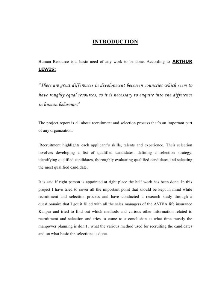 project report on recruitment and selection process of a company pdf internship report on recruitment and selection process pdf
